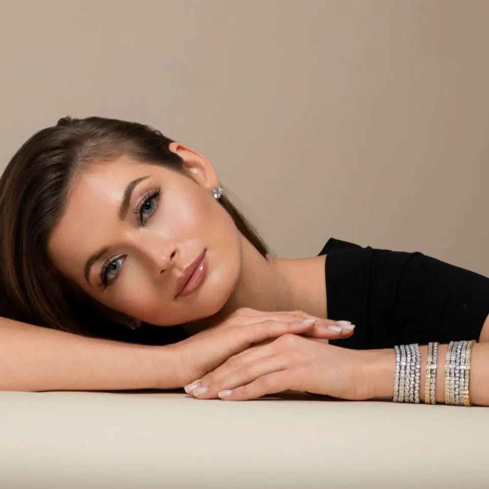 Luxe G Color 5 Carat Bracelet Four Prong in Gold Anna Zuckerman