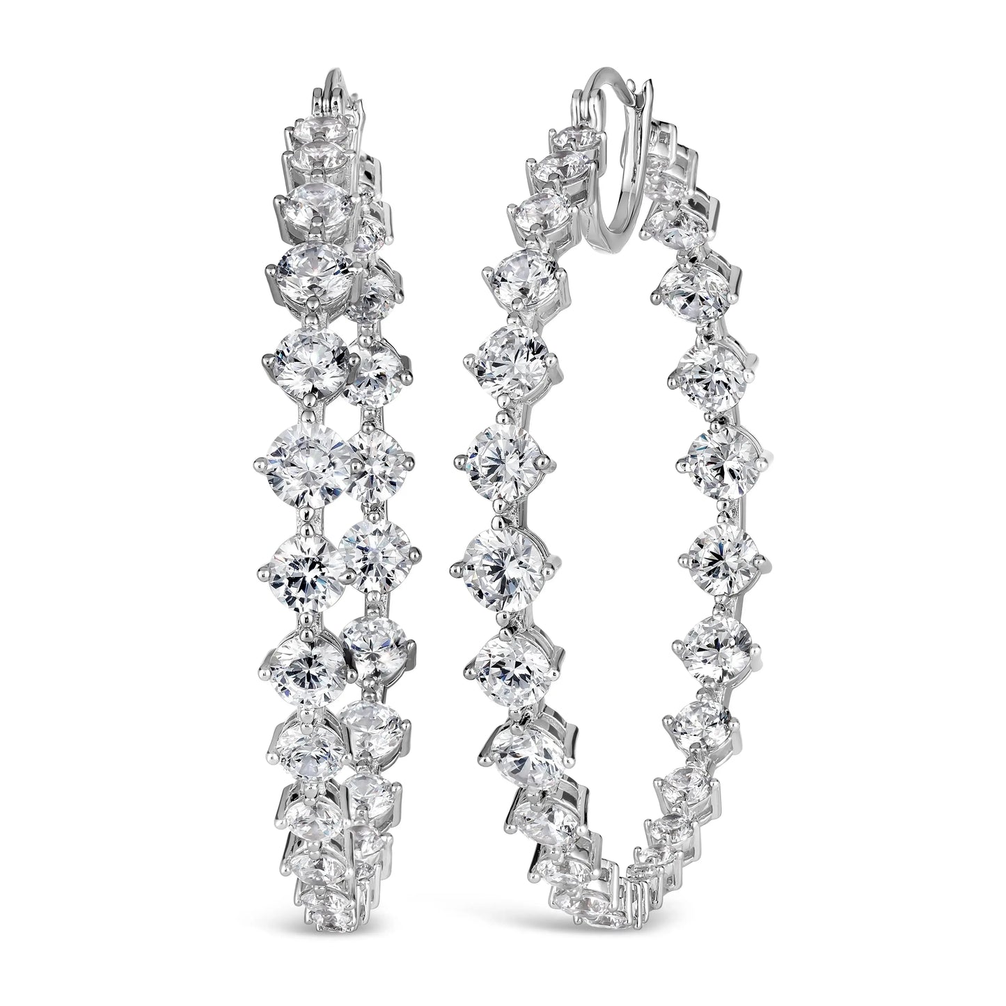 Luxe Radiance Hoop Earrings in Platinum Anna Zuckerman