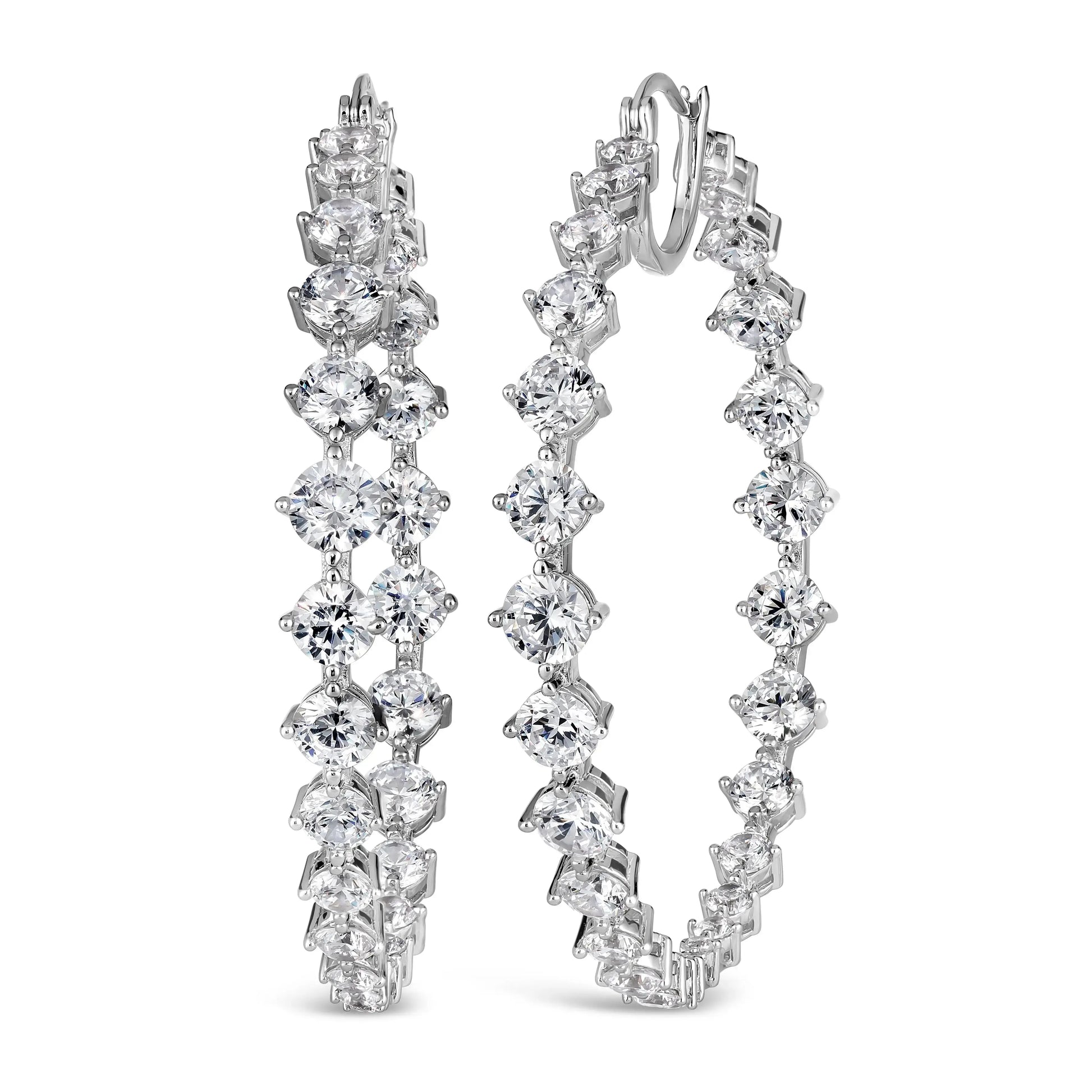 Luxe Radiance Hoop Earrings in Platinum Anna Zuckerman