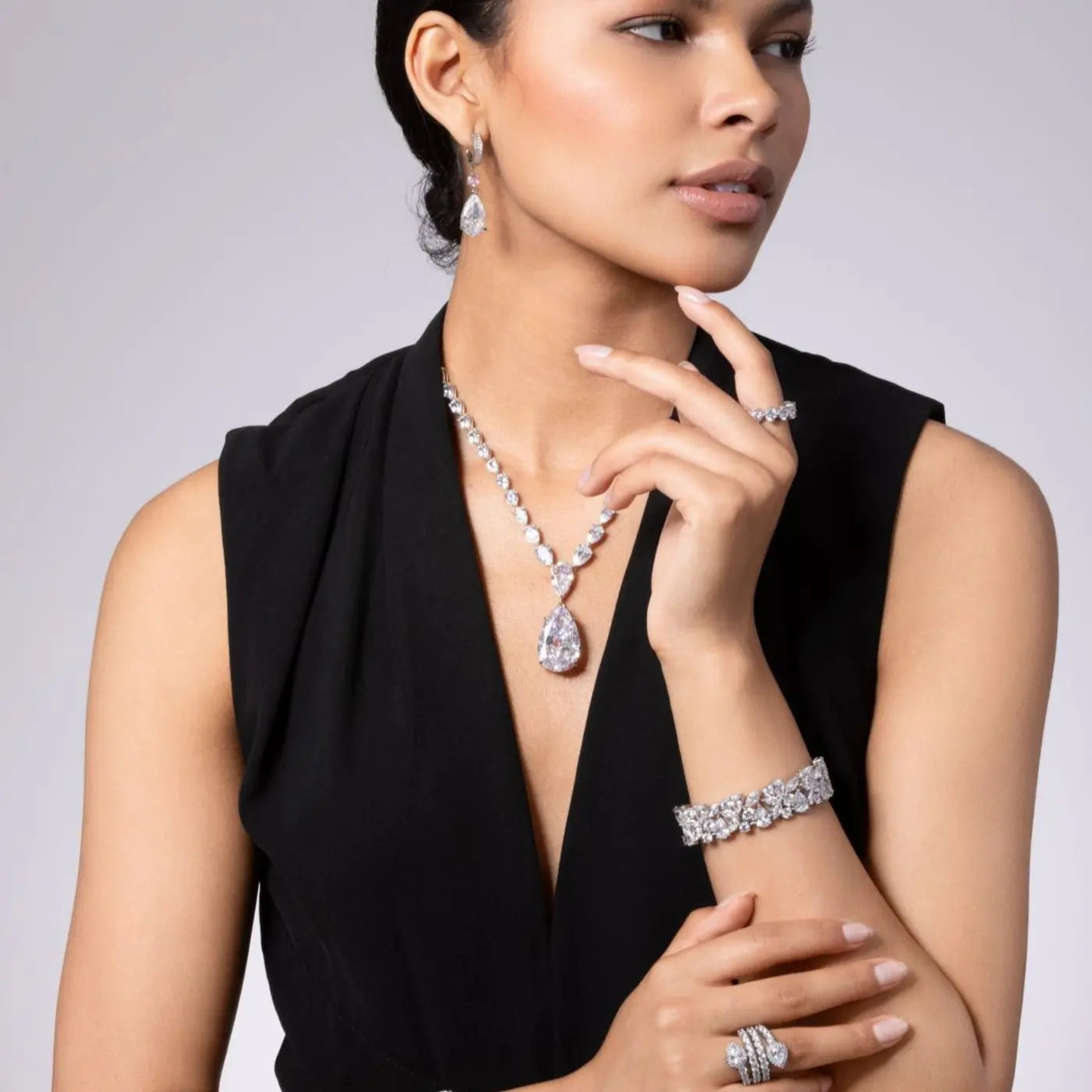 Madonna Pear Shaped Statement Necklace by Kathy Hilton - Anna Zuckerman