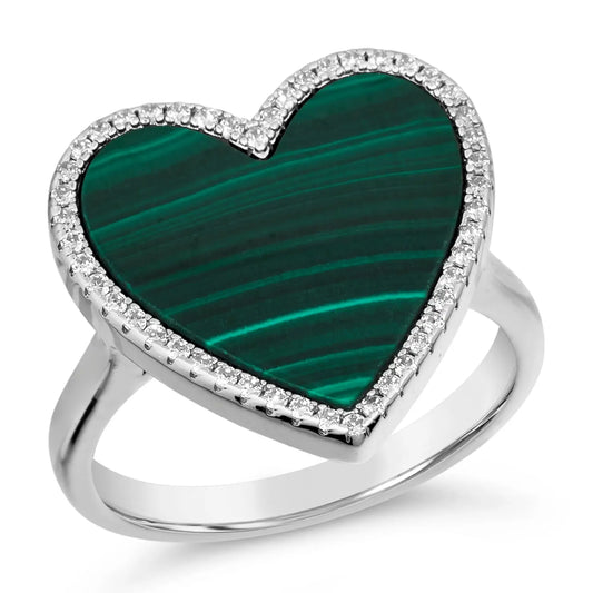 Malachite Heart Shaped Ring - Anna Zuckerman
