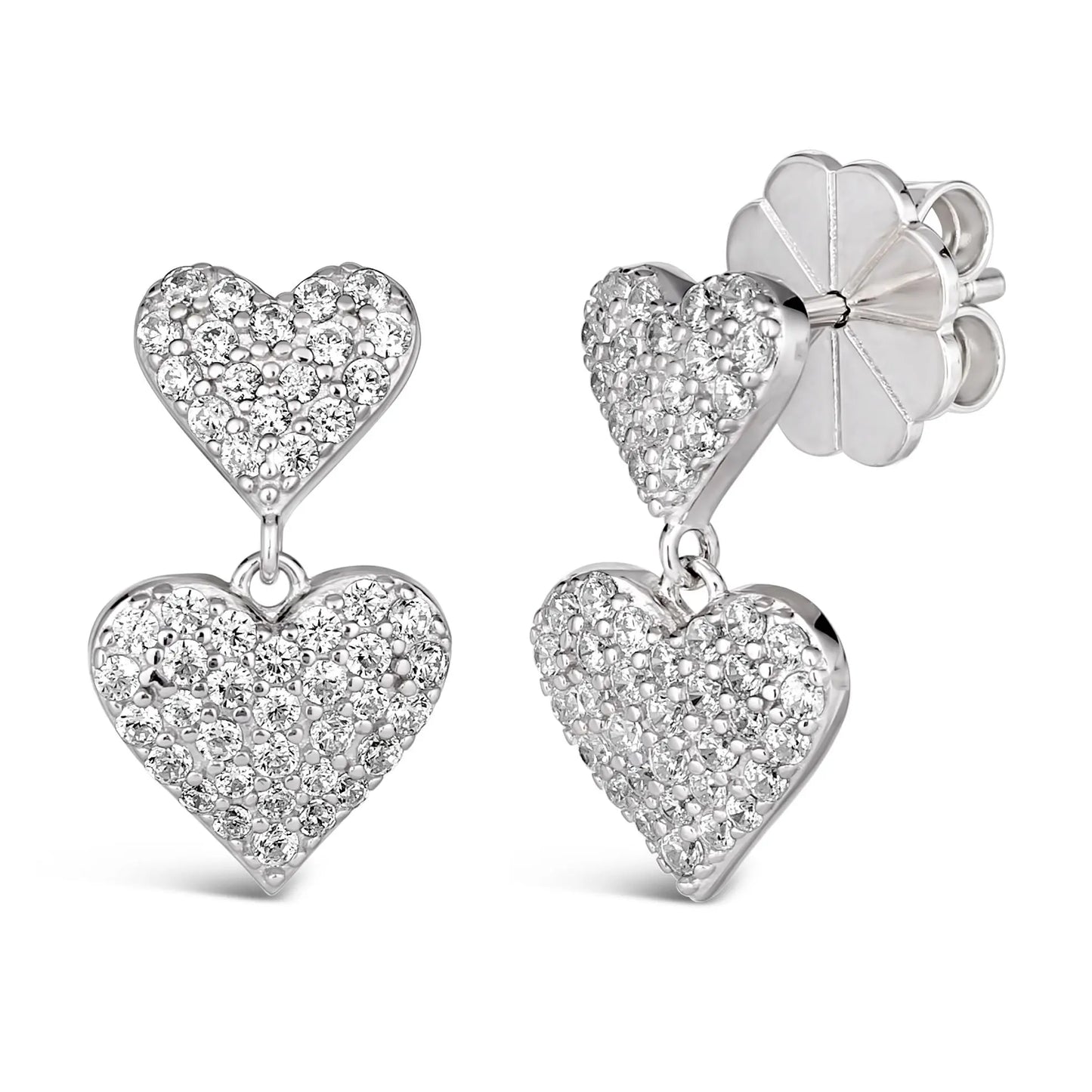 Maria Barcelona Double Heart Earrings Platinum Anna Zuckerman Retail