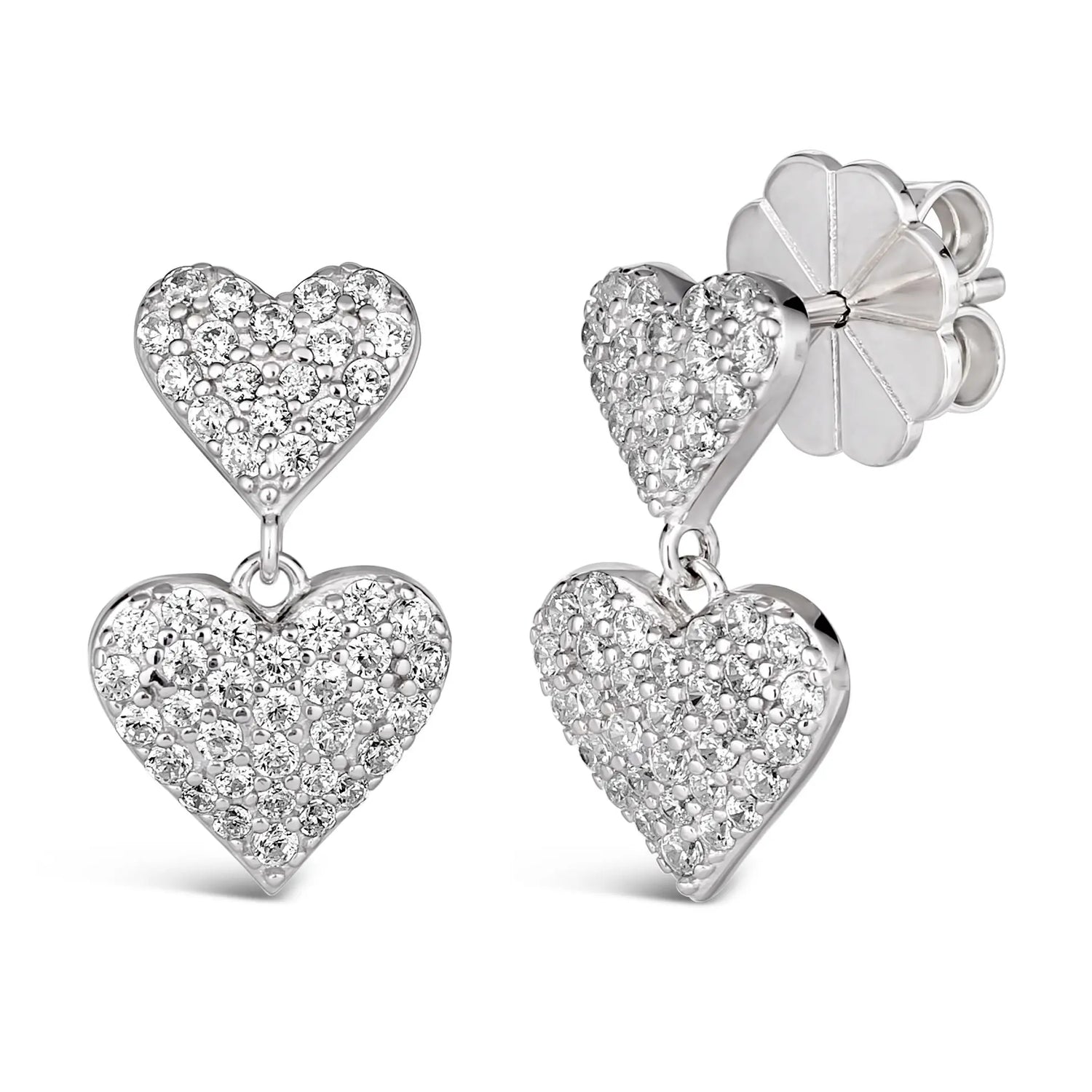 Maria Barcelona Double Heart Earrings Platinum Anna Zuckerman Retail