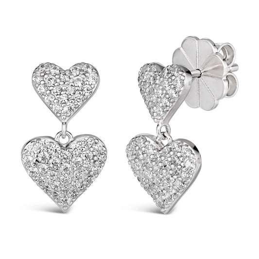 Maria Barcelona Double Heart Earrings Platinum Anna Zuckerman Retail