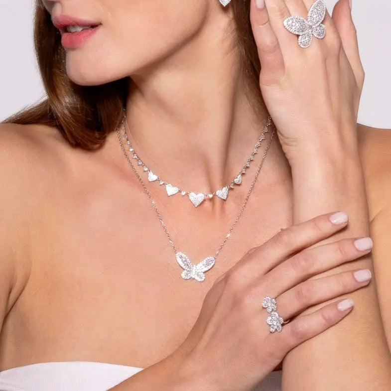 Maria Barcelona Heart Necklace in Platinum Anna Zuckerman Retail
