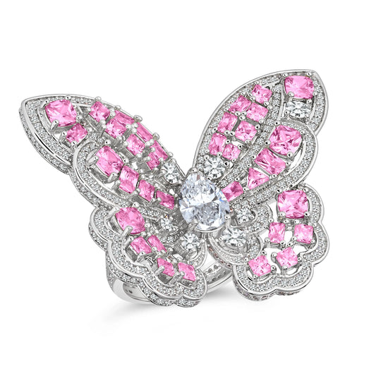 Mariah Butterfly Ring in Argyle Pink Crystalline Anna Zuckerman