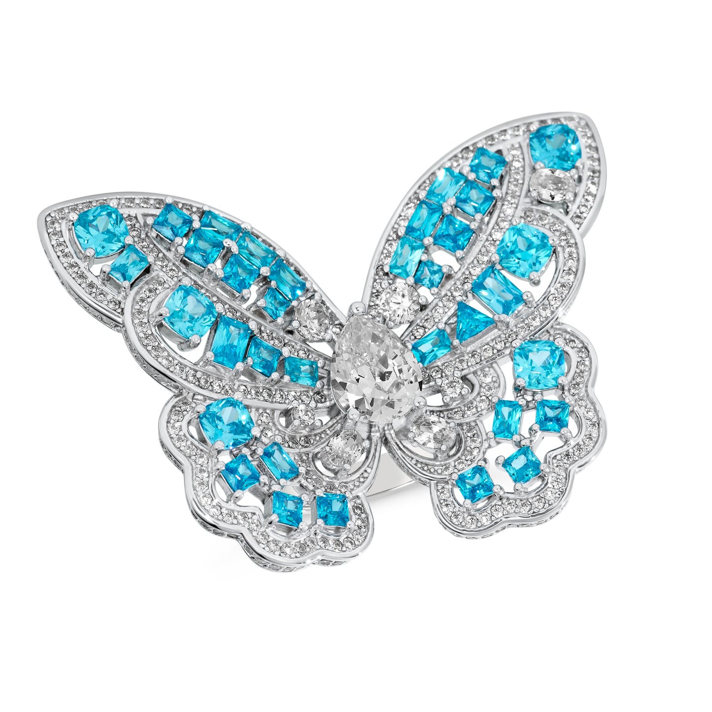 Mariah Butterfly Ring XL Aquamarine Crystalline