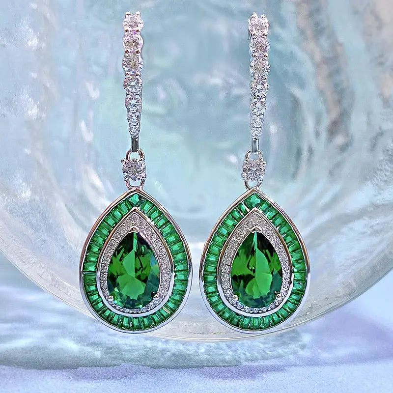Medellin Gem Drop Earrings in Emerald - Anna Zuckerman