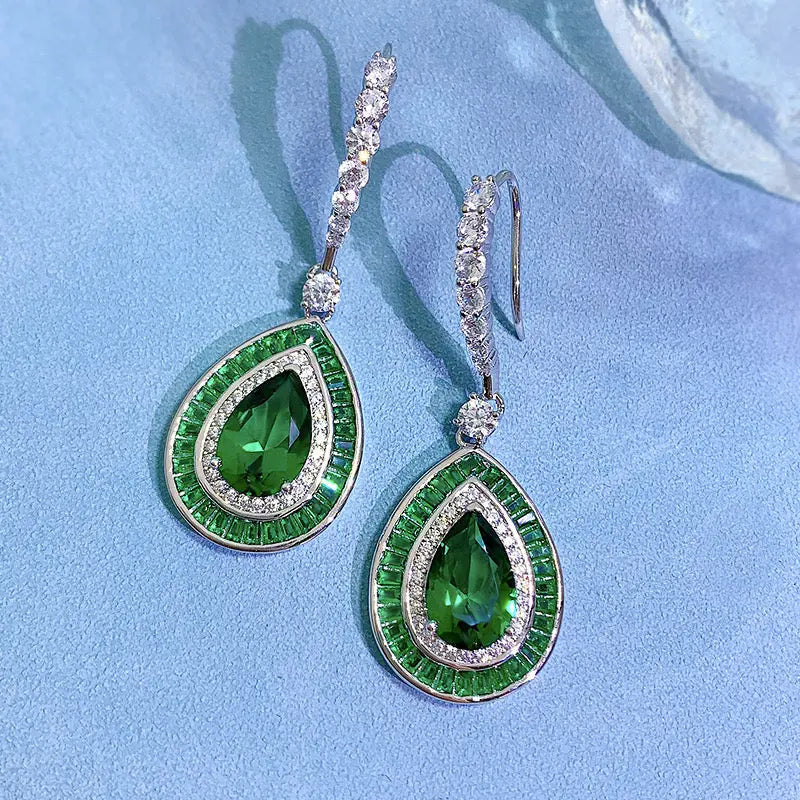 Medellin Gem Drop Earrings in Emerald - Anna Zuckerman