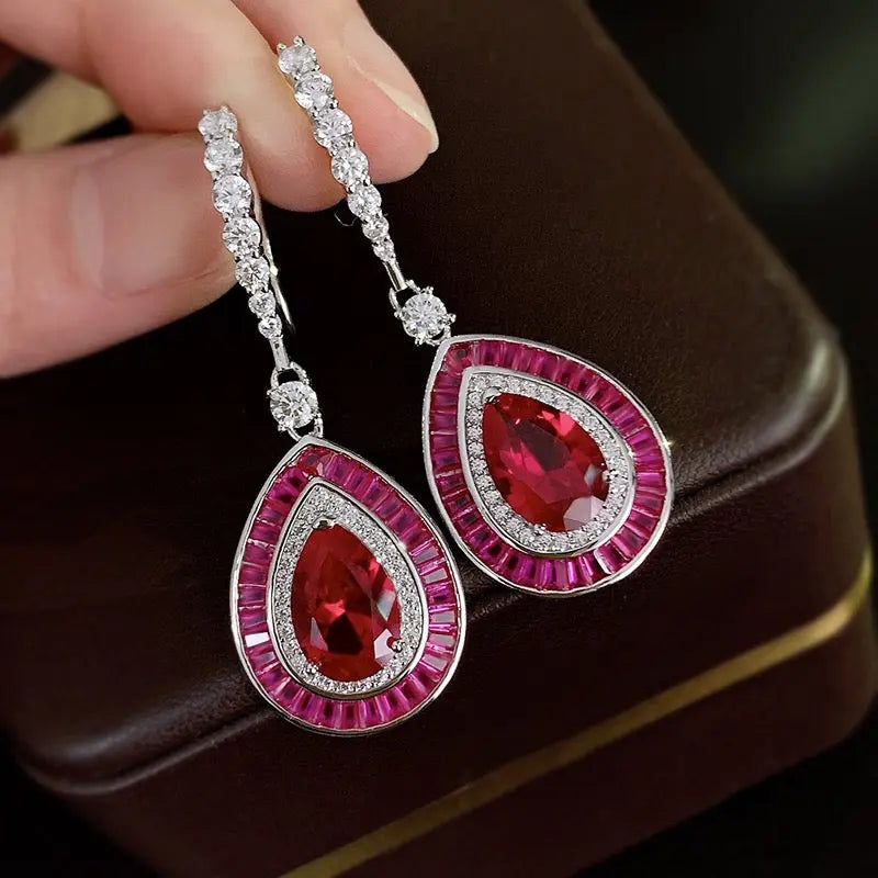 Medellin Gem Drop Earrings in Ruby Anna Zuckerman