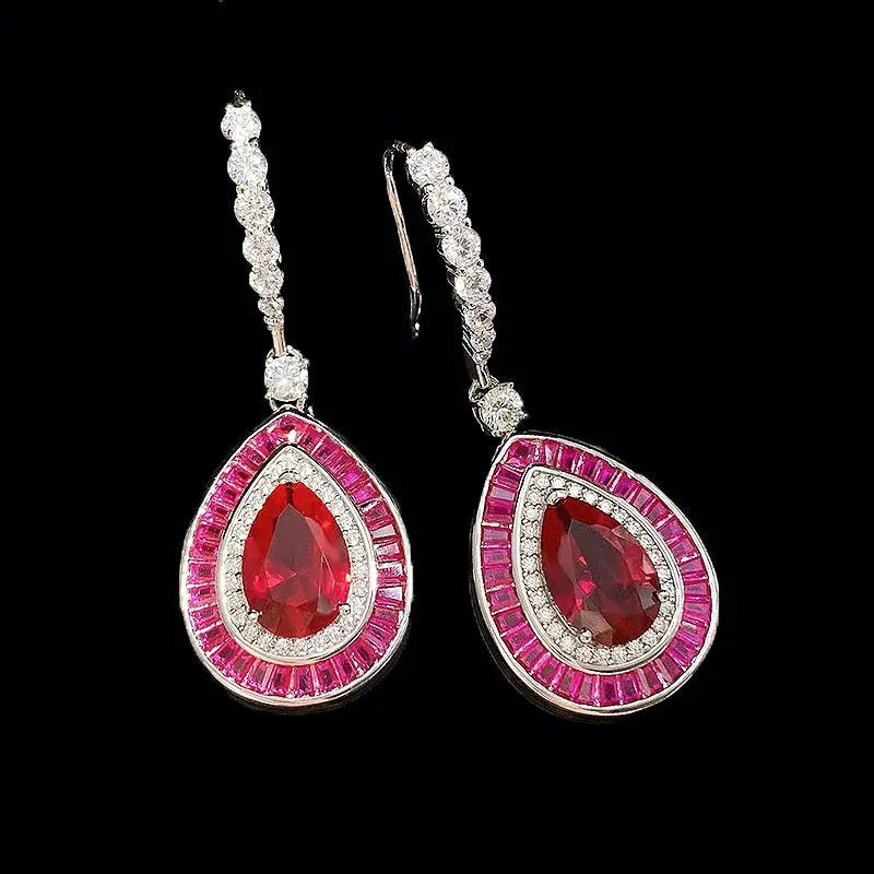 Medellin Gem Drop Earrings in Ruby Anna Zuckerman
