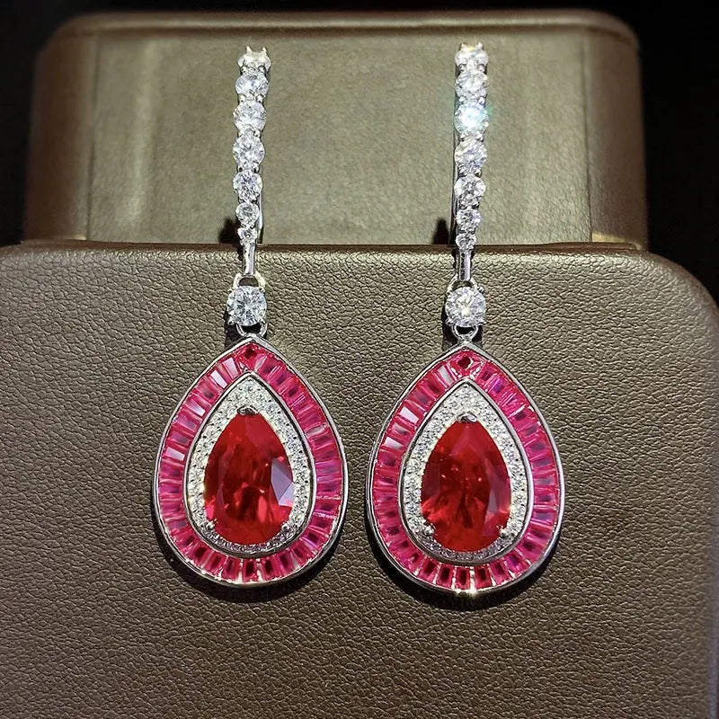 Medellin Gem Drop Earrings in Ruby Anna Zuckerman
