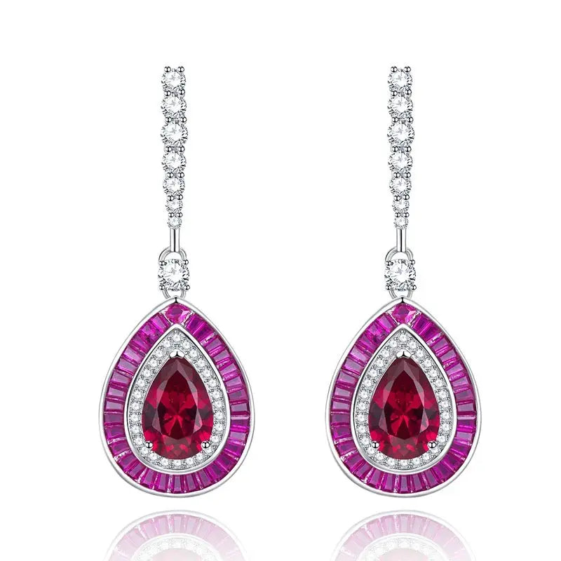 Medellin Gem Drop Earrings in Ruby Anna Zuckerman