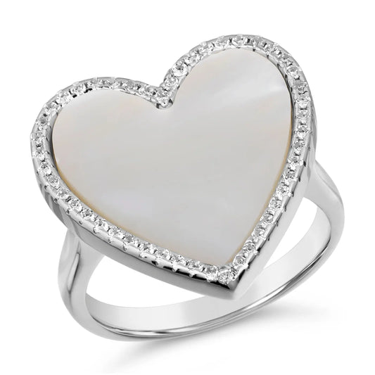 Mother of Pearl Heart Shaped Ring - Anna Zuckerman