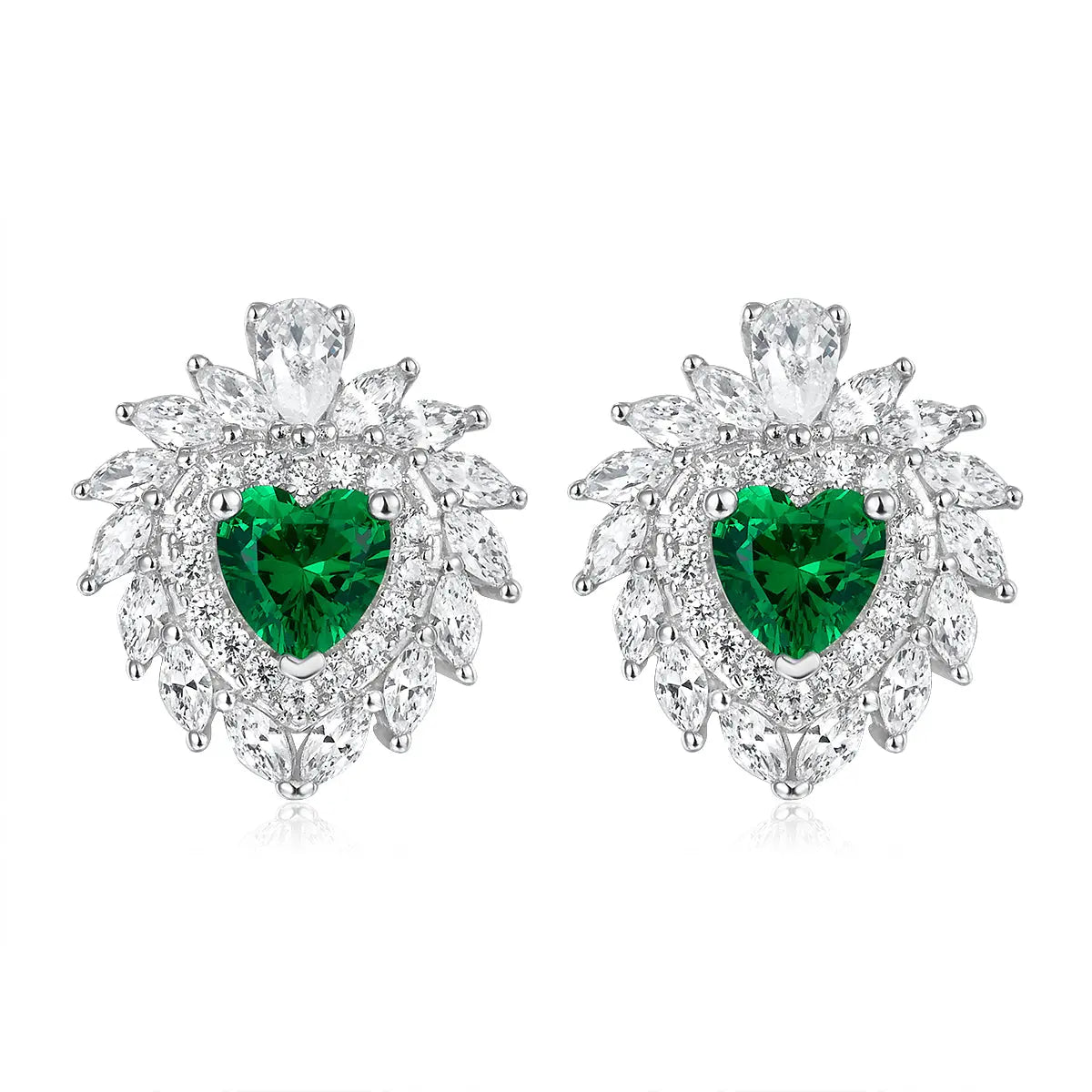 Multi Gem Heart Earrings in Emerald Anna Zuckerman