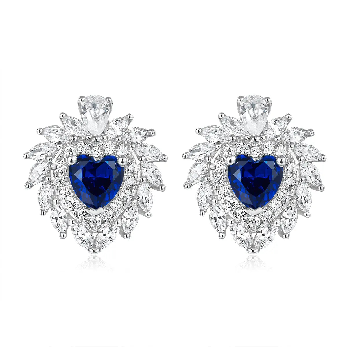 Multi Gem Heart Earrings in Sapphire Anna Zuckerman