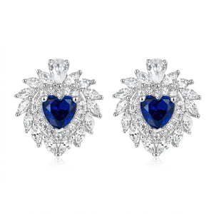 Multi Gem Heart Earrings in Sapphire Anna Zuckerman