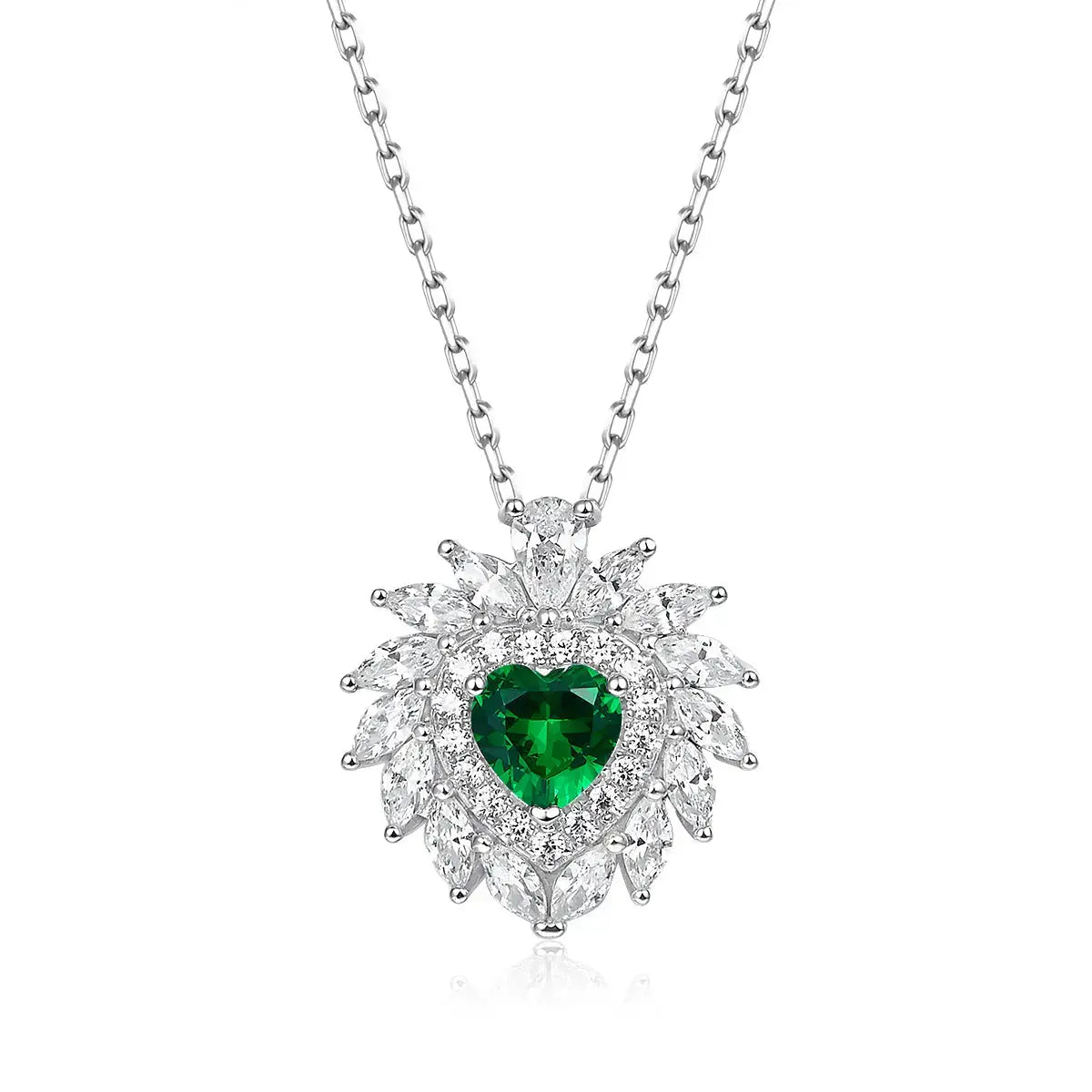 Multi Gem Heart Necklace in Emerald Anna Zuckerman