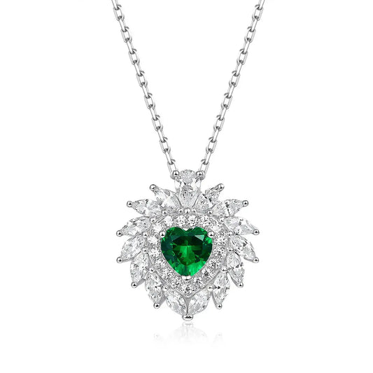 Multi Gem Heart Necklace in Emerald Anna Zuckerman