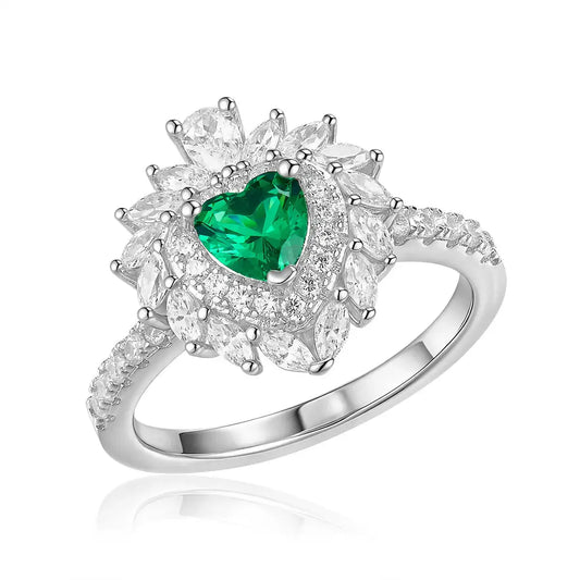 Multi Gem Heart Ring in Emerald Anna Zuckerman