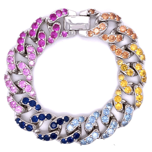 Multi-Sapphire Cuban Bracelet - Anna Zuckerman