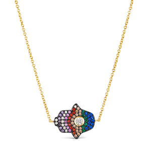 Multi Sapphire Hamsa Necklace Anna Zuckerman Retail