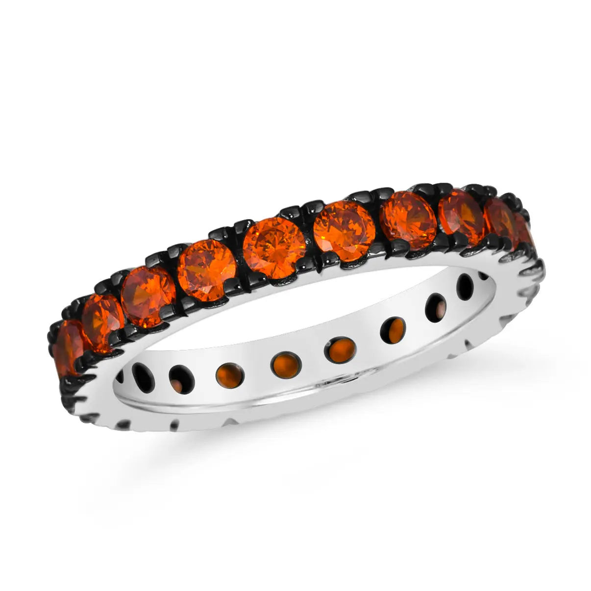 Multi-Sapphire Skinny Eternity Band in Orange Anna Zuckerman