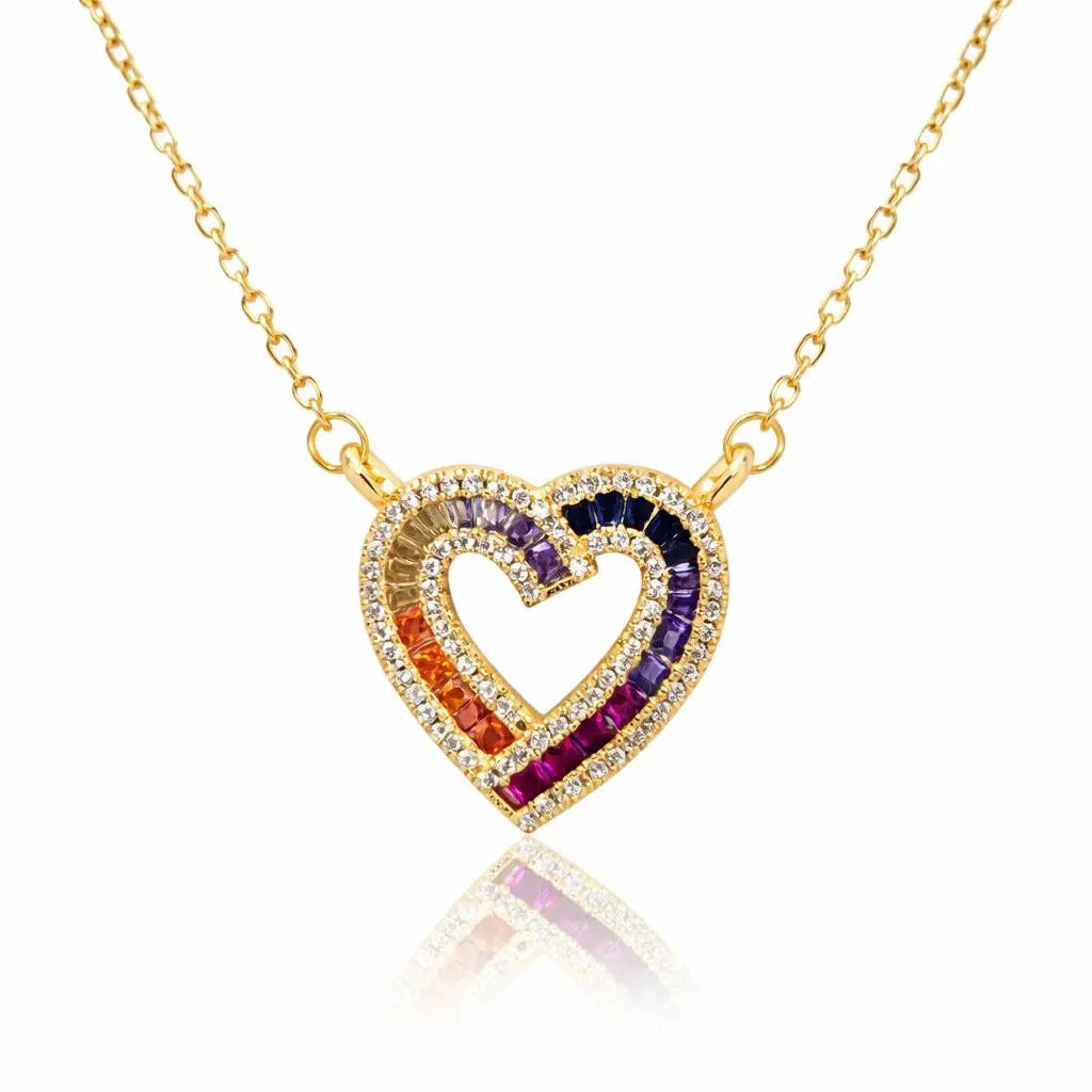 Multisapphire Heart Necklace Anna Zuckerman