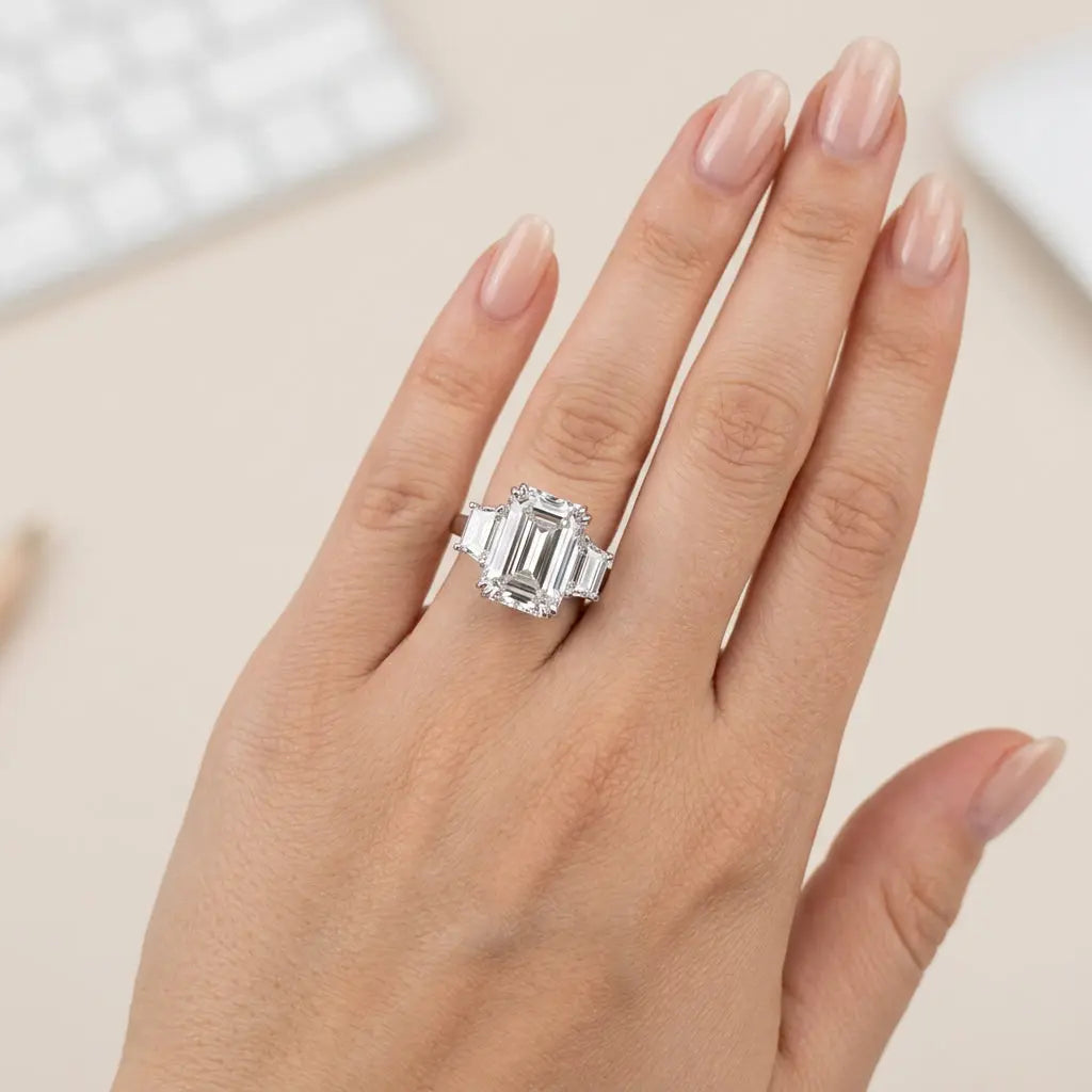 Natalie 3 Stone Ring in Diamond Crystalline