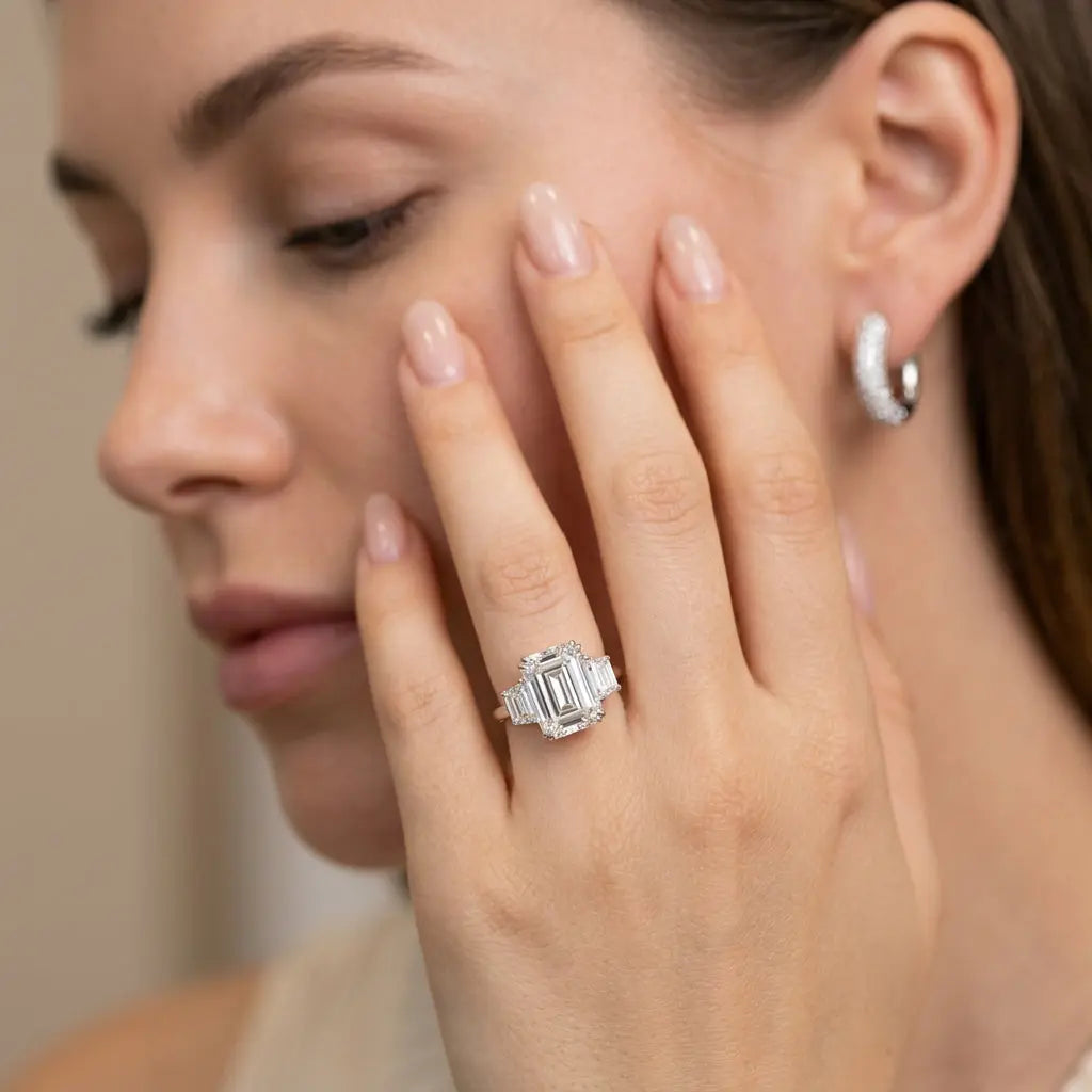 Natalie 3 Stone Ring in Diamond Crystalline