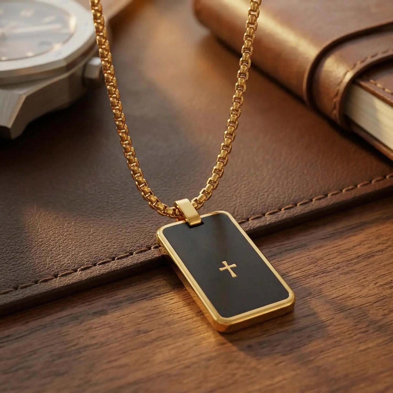 Noir Faith Tag Necklace Anna Zuckerman