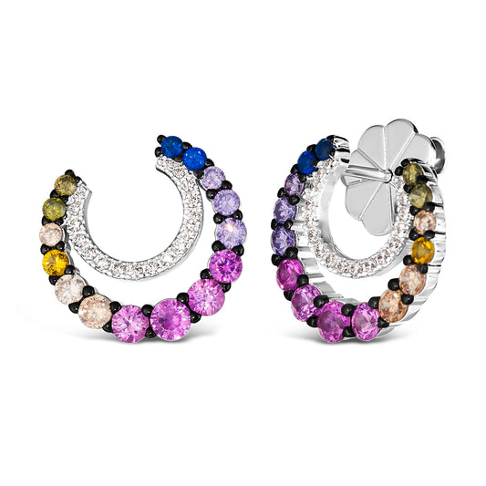 Half Moon Multi-Sapphire Earrings