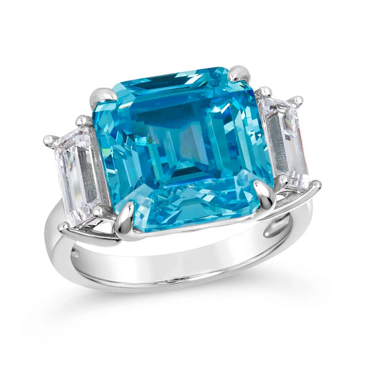 Ocean Drive 8 Carat Asscher Cut Ring Aquamarine Anna Zuckerman
