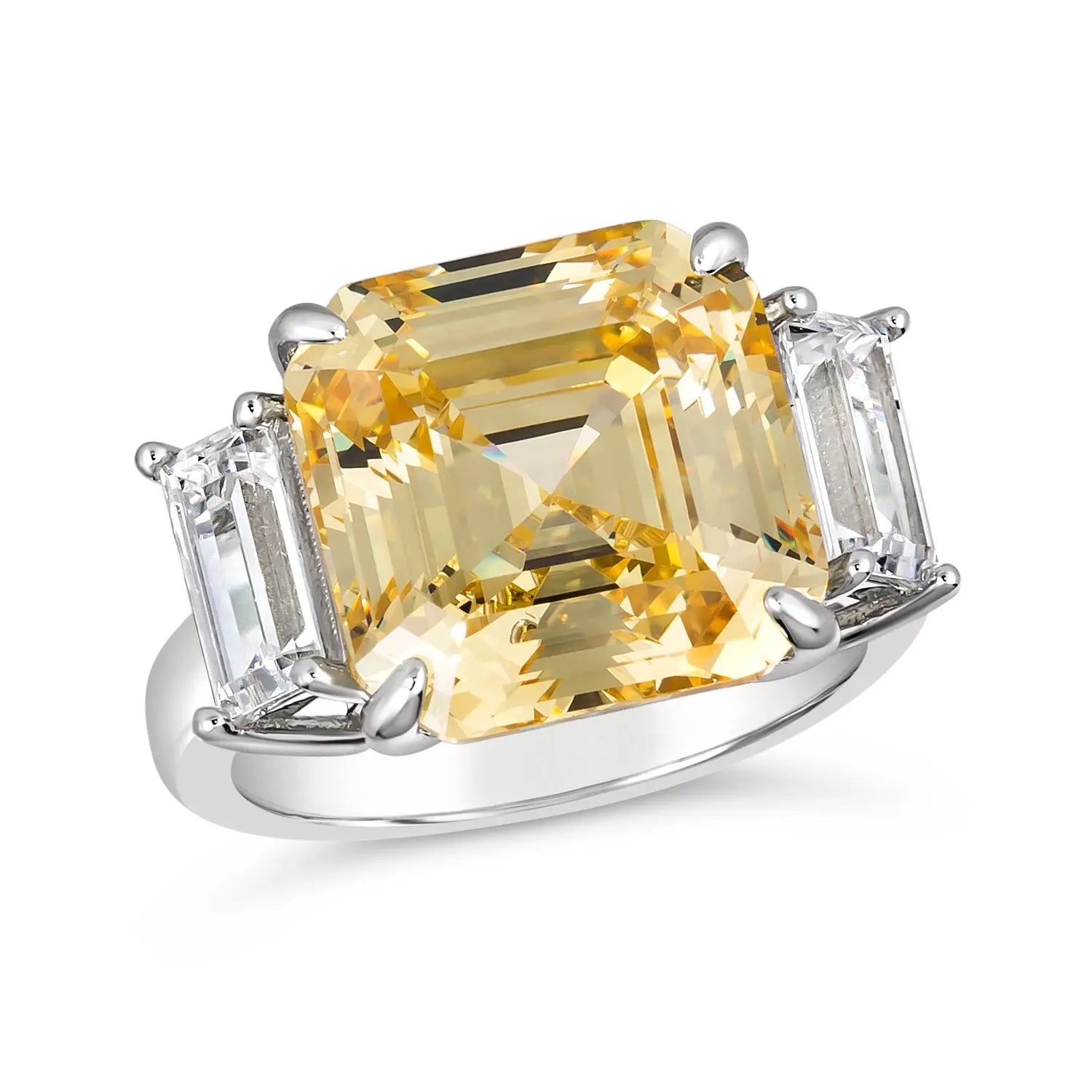 Ocean Drive 8 Carat Asscher Cut Ring Canary Yellow Anna Zuckerman