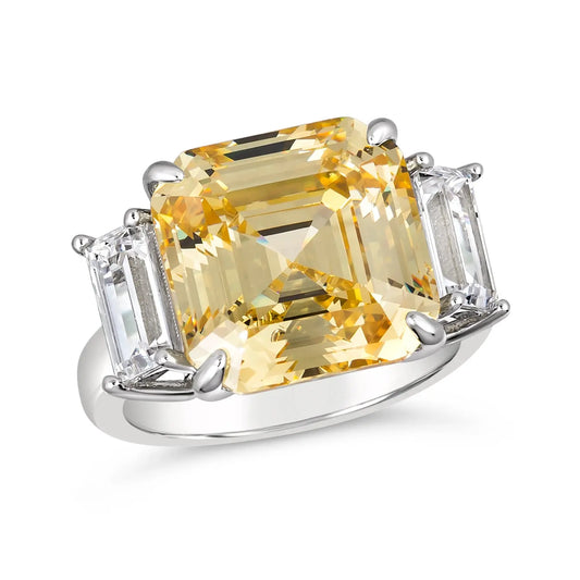 Ocean Drive 8 Carat Asscher Cut Ring Canary Yellow Anna Zuckerman