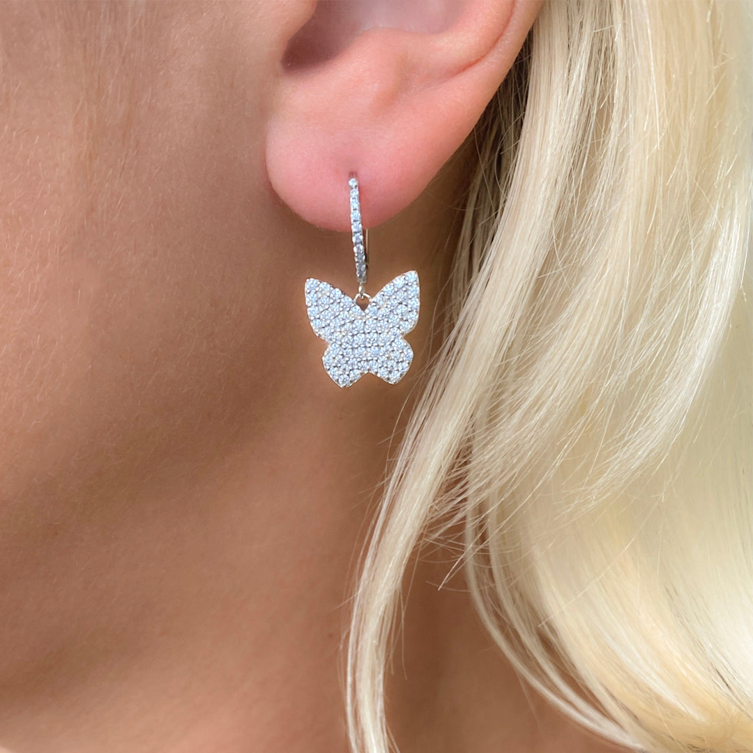 Diamond Essence Butterfly Earrings in Rose Gold