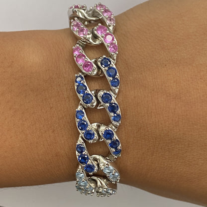 Multi-Sapphire Cuban Bracelet