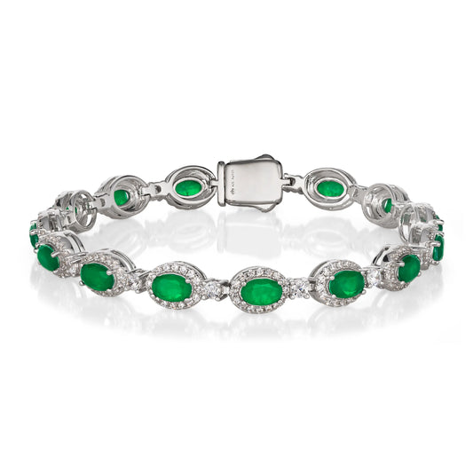 Oval Gem Art Deco Bracelet in Emerald Anna Zuckerman