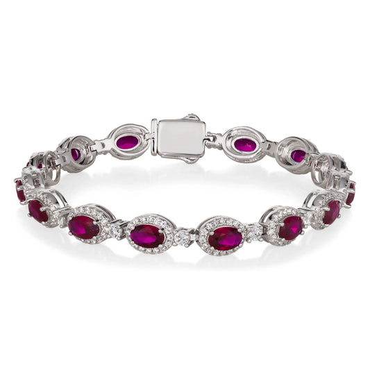 Oval Gem Art Deco Bracelet in Ruby Anna Zuckerman