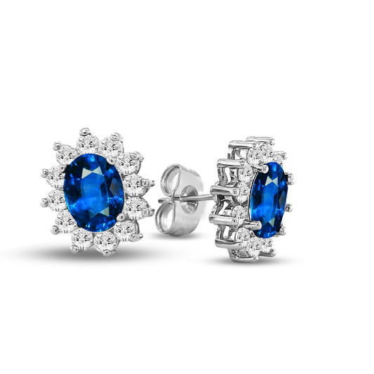 Halo Gem Earrings by AZ Essentials Blue Sapphire