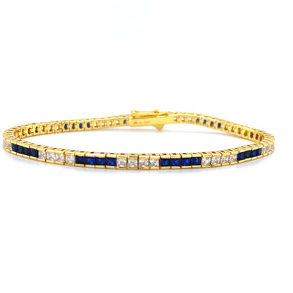 5 Carat Princess Cut Bracelet in Blue Sapphire