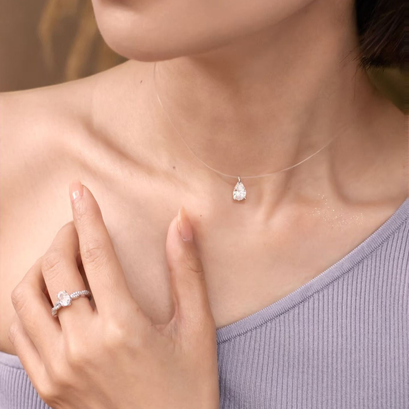 Illusion Drop Necklace Diamond Crystalline - Anna Zuckerman