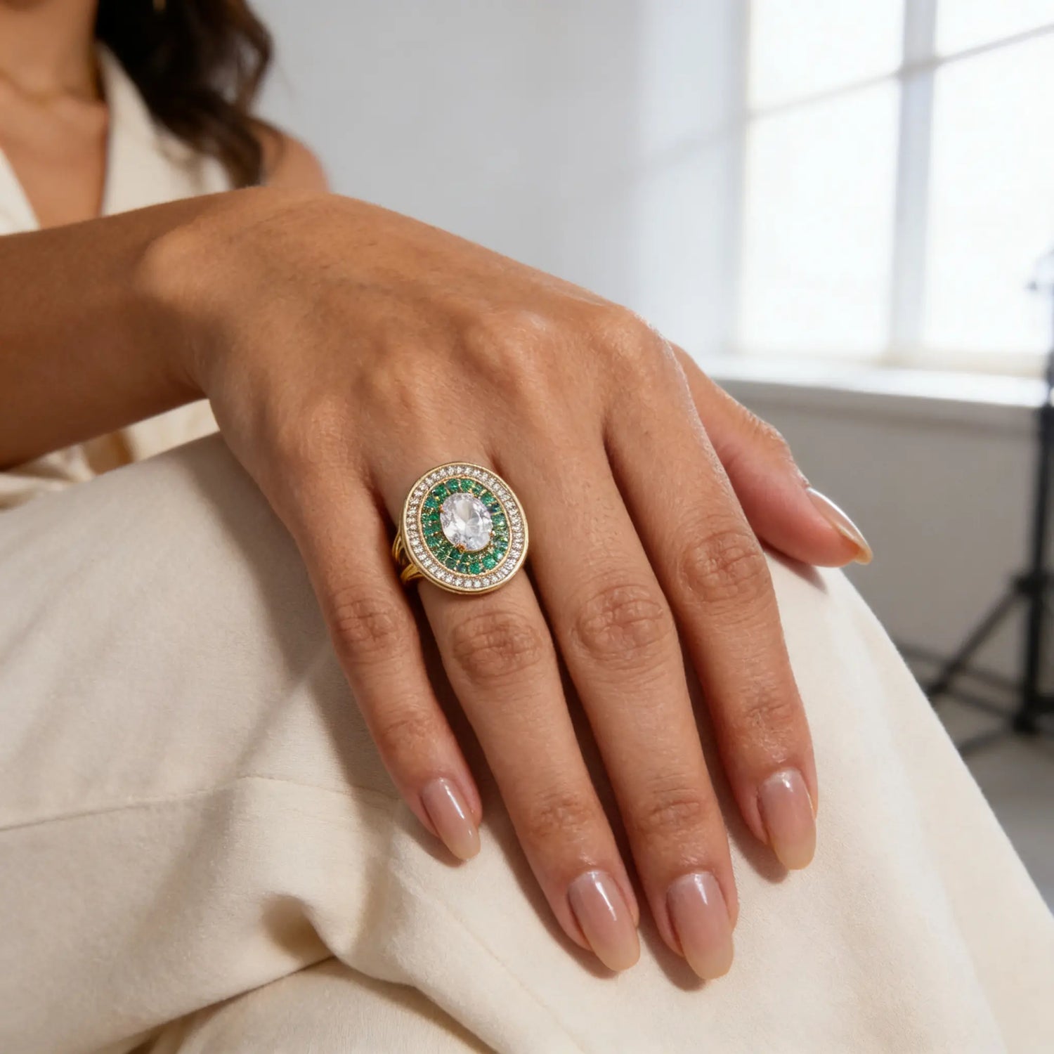 Palazzo Double Halo Cocktail Ring