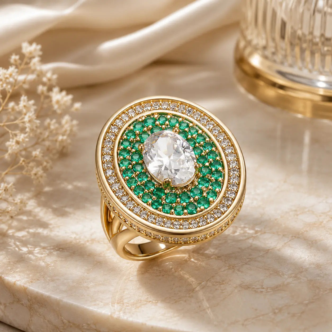 Palazzo Double Halo Cocktail Ring