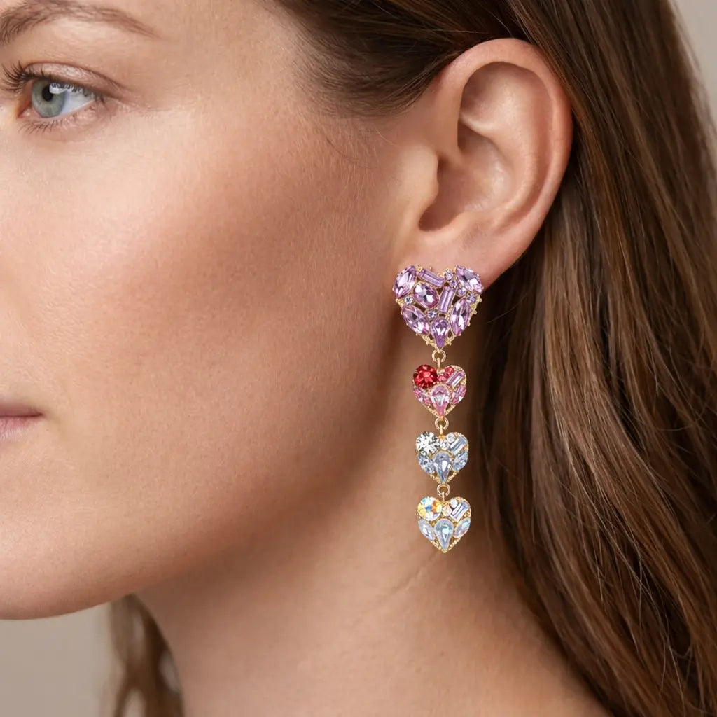 Palermo Hearts Drop Earrings Anna Zuckerman