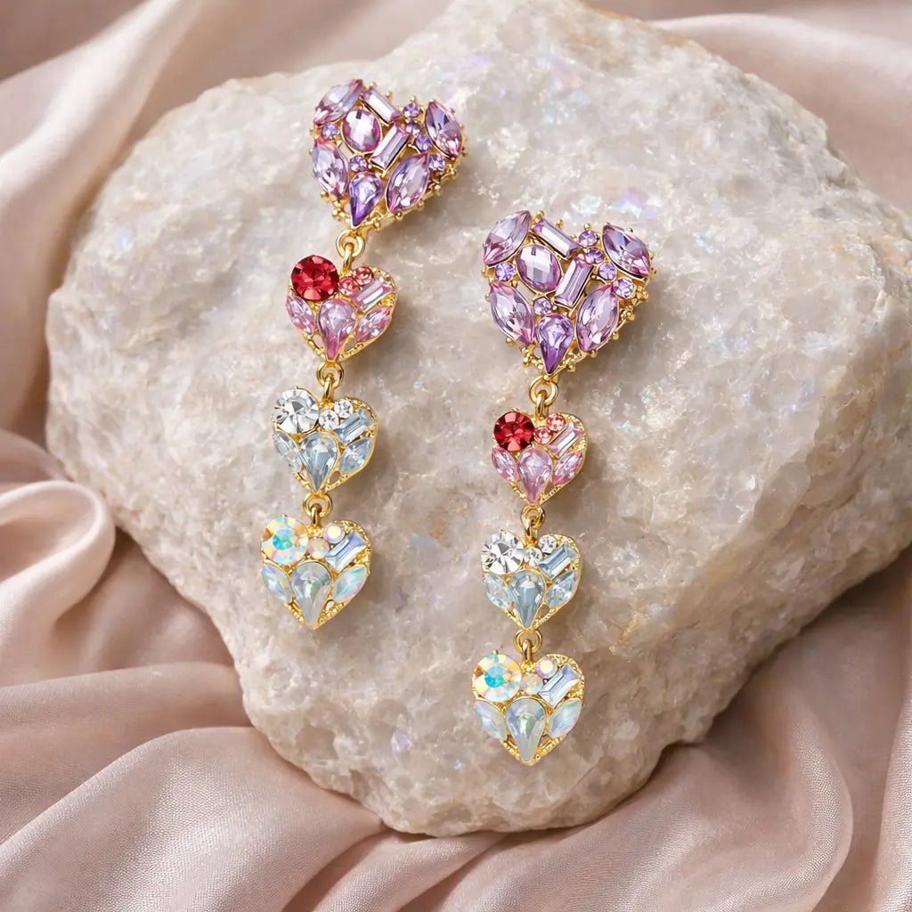 Palermo Hearts Drop Earrings Anna Zuckerman