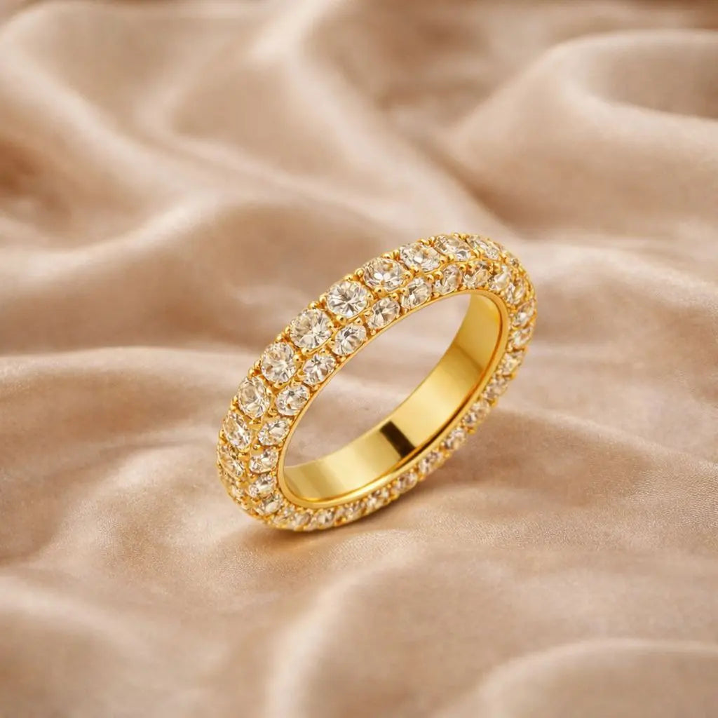 Pave Eternity Ring In Yellow Gold Anna Zuckerman