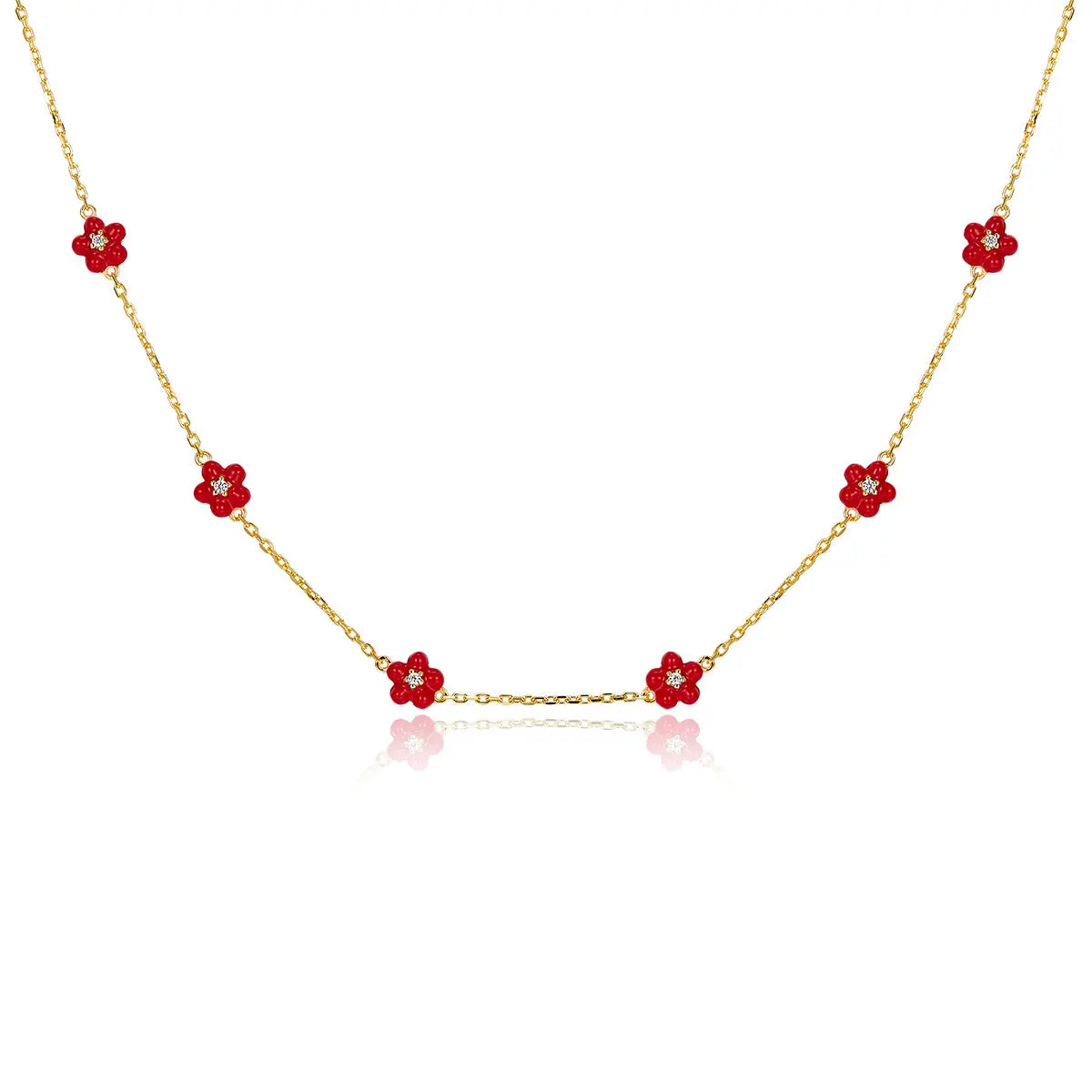 Petit Daisy Red Necklace Anna Zuckerman