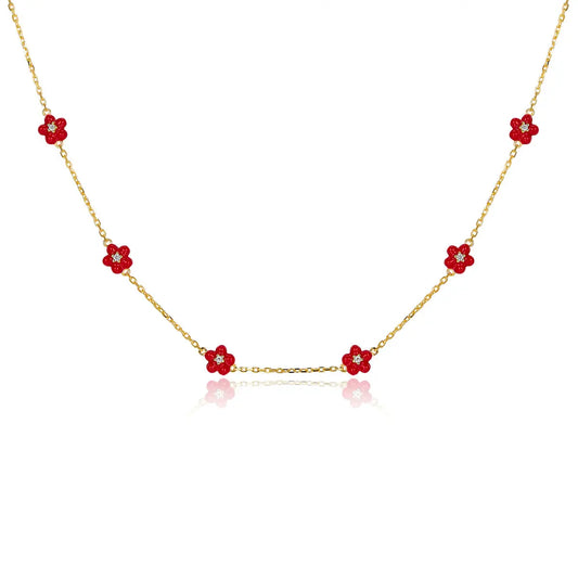 Petit Daisy Red Necklace Anna Zuckerman