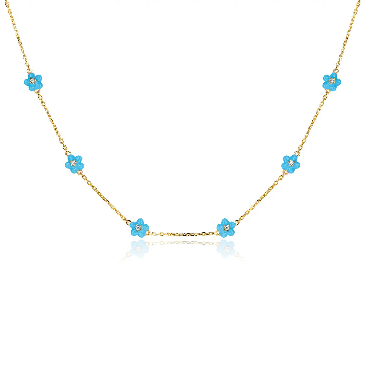Petit Daisy Sky Blue Necklace Anna Zuckerman